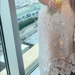 White lace midi dress